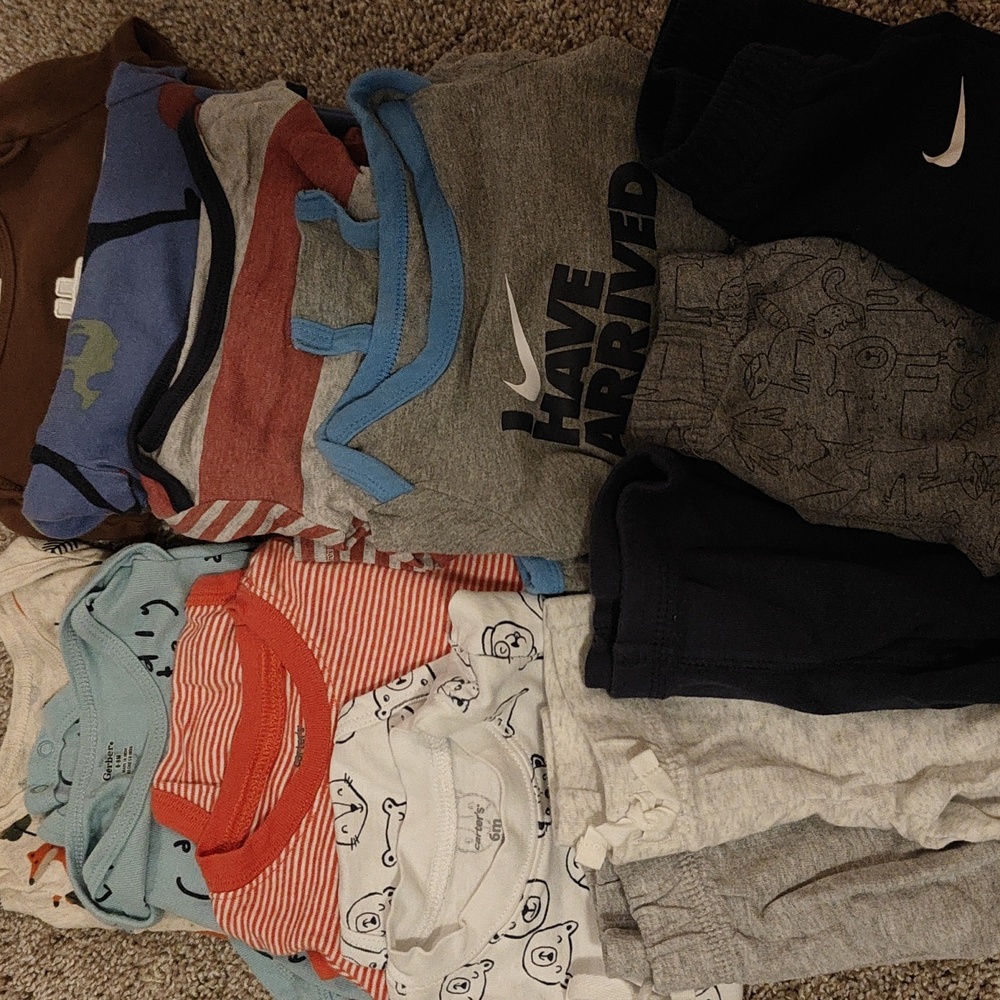 Baby Boy size 6 months long sleeved onesies and pants lot